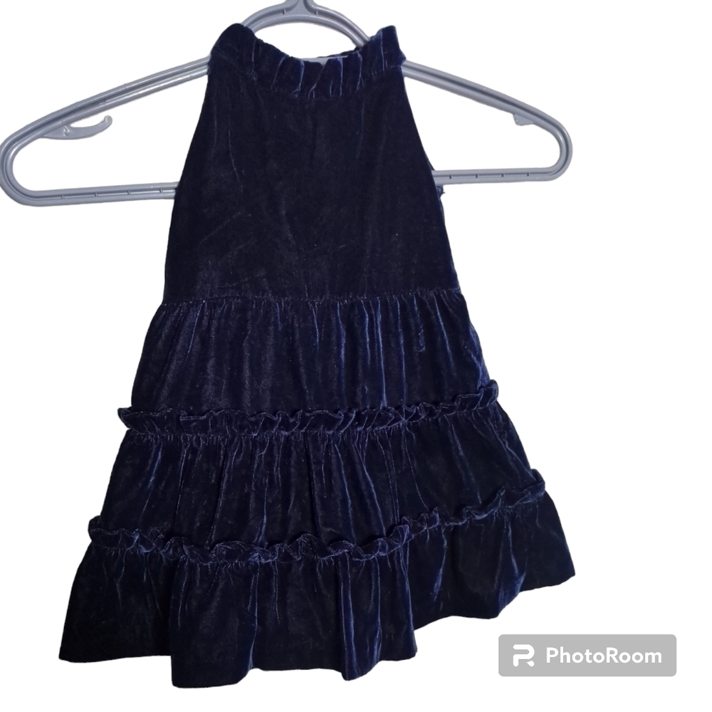 Janie and Jack Navy Tiered Velvet A Line Dress Size 6-12‎ months